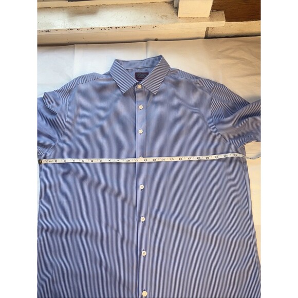 UNTUCKit Mens Large Friulano Shirt Blue On Blue Striped Italian Cotton - Picture 5 of 8